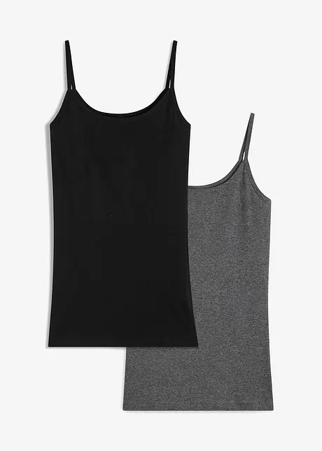 Spaghetti top van katoen (set van 2), bonprix