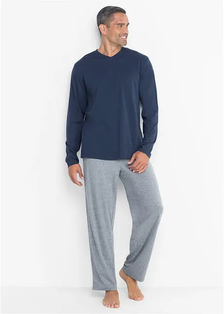 Pyjama met V-hals (2-dlg.), bonprix