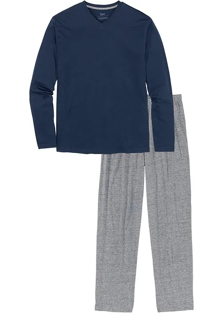 Pyjama met V-hals (2-dlg.), bonprix