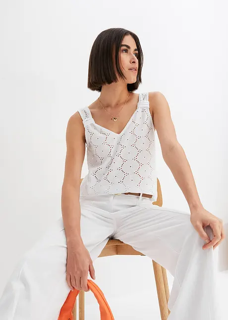 Top met broderie anglaise, bonprix