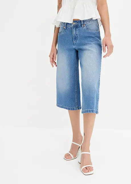 Wide leg capri jeans met mid waist, John Baner JEANSWEAR