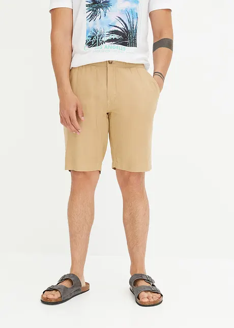 Chino bermuda met linnen en elastische band, regular fit, bpc bonprix collection