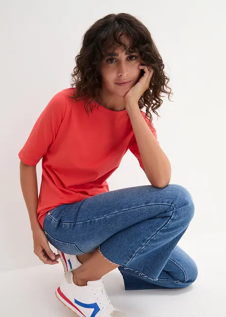 Shirt met boothals, halflange mouw, bonprix