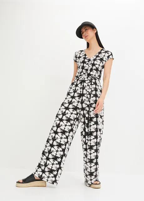 Jersey jumpsuit met korte mouwen, bonprix