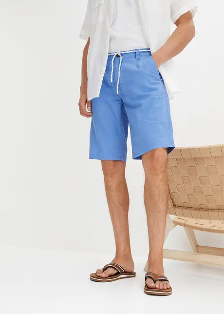 Chino bermuda met linnen en strikkoordjes, regular fit, bonprix