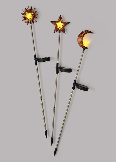 Solar tuinsteker zon, maan, ster (3-dlg. set), bonprix