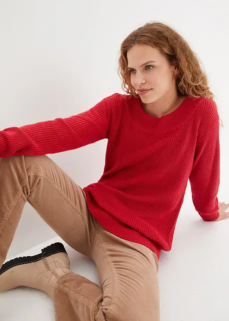 Geribde trui met boothals, bonprix