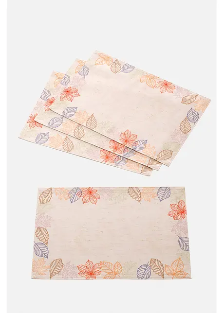 Placemats met bladerprint (set van 4), bonprix