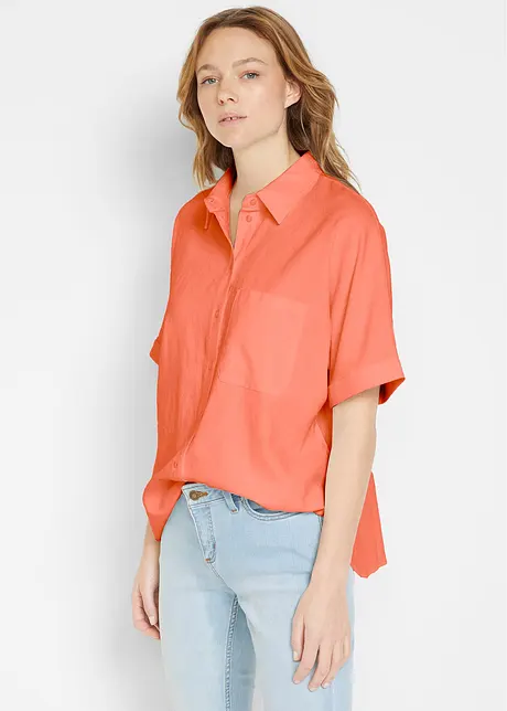 Oversized blouse met halflange mouwen en linnen, bonprix