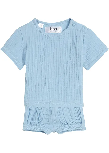 Baby mousseline shirt en korte broek van puur katoen (2-dlg. set), bpc bonprix collection