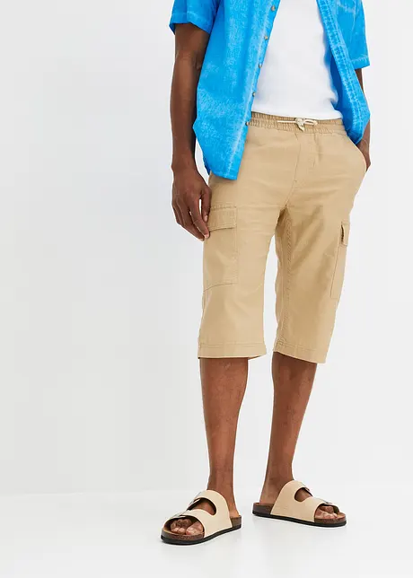 Cargo instapbermuda met linnen, regular fit, bonprix