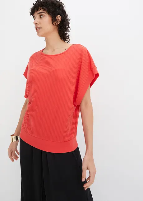 Geribd shirt met vleermuismouwen, bonprix