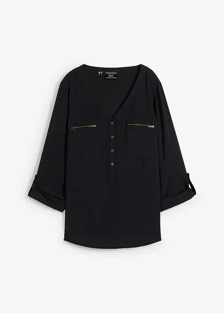 Viscose blouse met V-hals, lange mouw, bonprix
