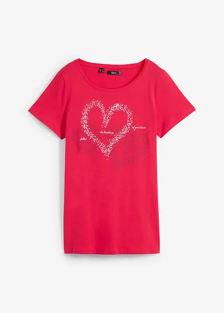 Katoenen shirt met hart, biologisch katoen, bonprix