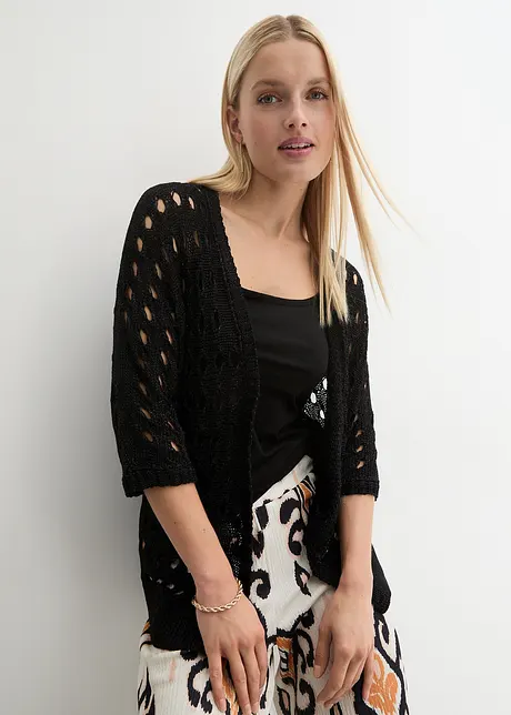 Ajour vest met lurex, bonprix