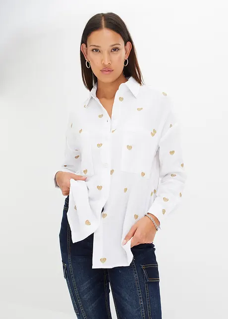 Mousseline blouse met borduursel, bonprix