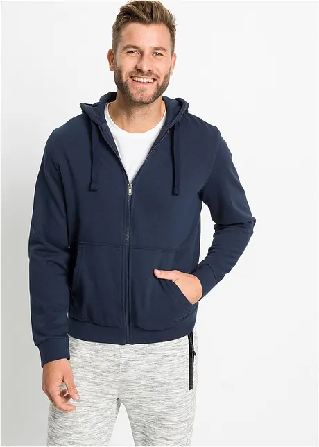 Sweater met capuchon en ritssluiting, bonprix