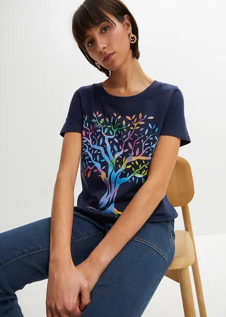 T-shirt met print van biologisch katoen, bonprix