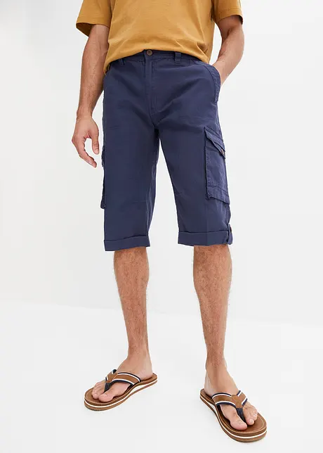 Lange cargo bermuda met linnen, regular fit, bonprix