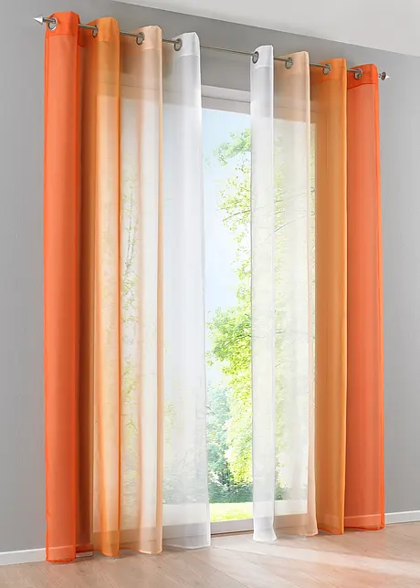 Gordijnen met gerecycled polyester en kleurverloop (set van 2), bonprix