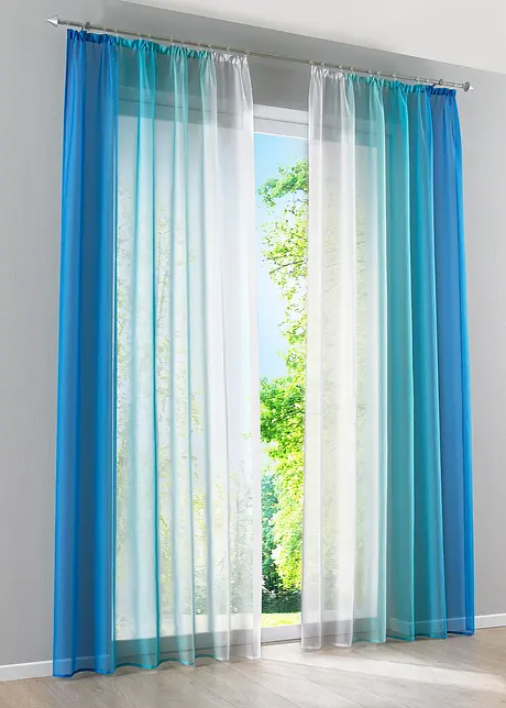 Gordijnen met gerecycled polyester en kleurverloop (set van 2), bonprix