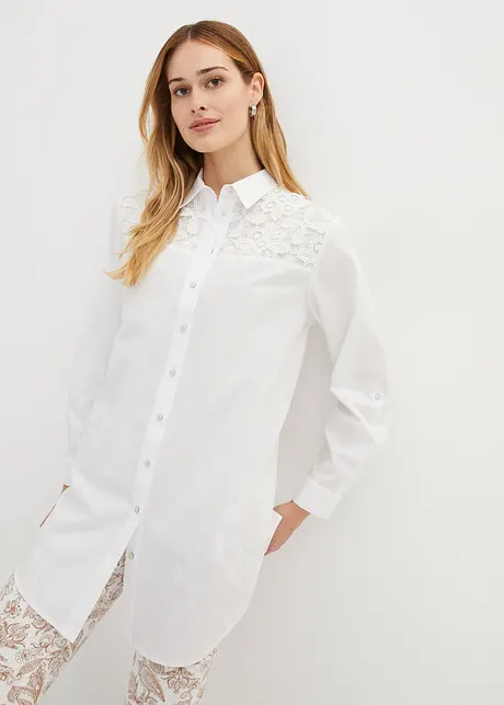 Overhemdblouse met kant, bonprix