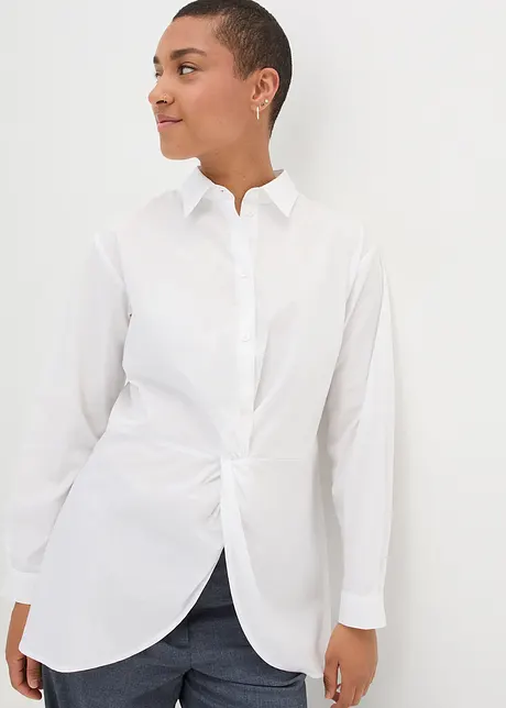 Lange blouse met twist van popeline, lange mouw, bonprix