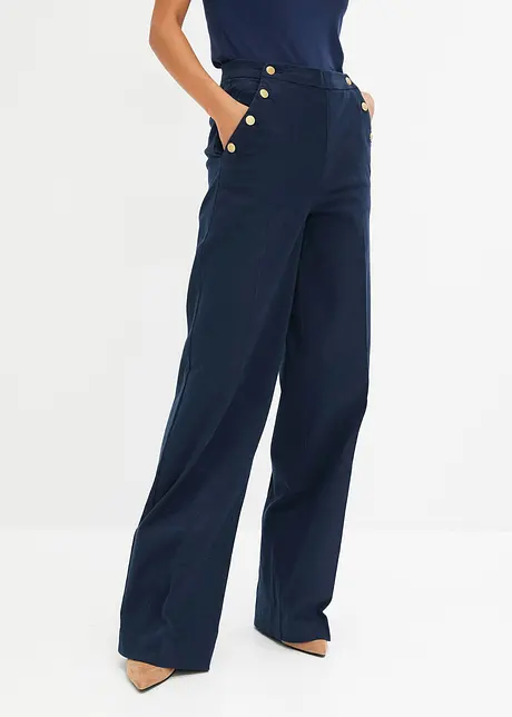 Wide leg broek met gouden knopen, bonprix