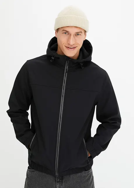 Softshell jas in bomberstijl met capuchon, bonprix