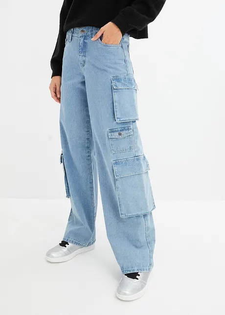 Cargo jeans met mid waist, bonprix