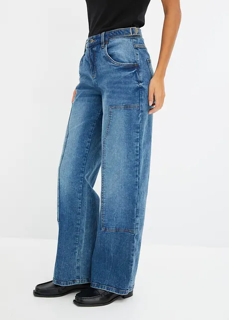 Wide leg jeans met mid waist, bonprix