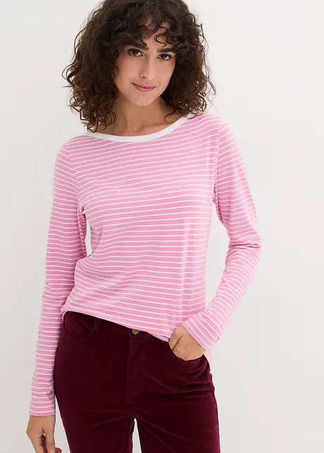 Gestreepte longsleeve met boothals, bonprix