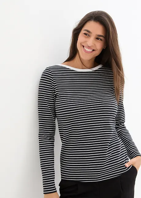 Gestreepte longsleeve met boothals, bonprix