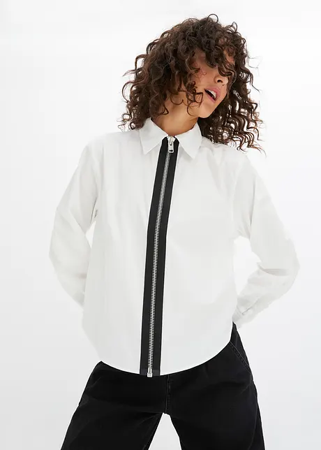 Popeline blouse met ritssluiting, bonprix