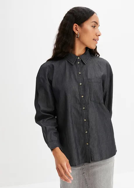 Oversized spijkerblouse van biologisch katoen, bonprix