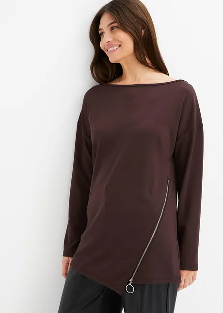 Asymmetrisch shirt met ritssluiting, bonprix