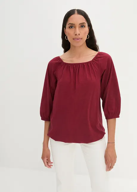 Katoenen shirtblouse met carréhals, halflange mouw, bonprix