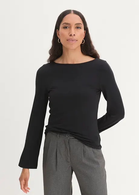 Nauwsluitende longsleeve met boothals, bonprix