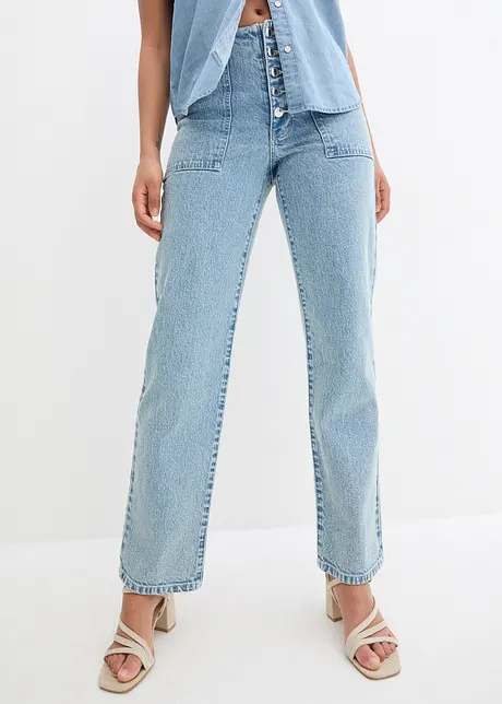 Mid waist stretch jeans, straight, bonprix