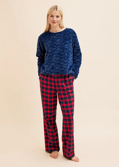 Fleece pyjama met flanellen broek (2-dlg. set), bonprix