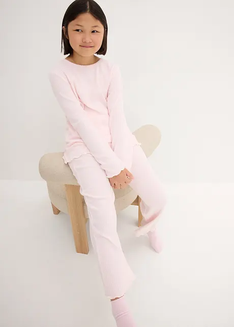 Meisjes geribde pyjama (2-dlg. set), bonprix