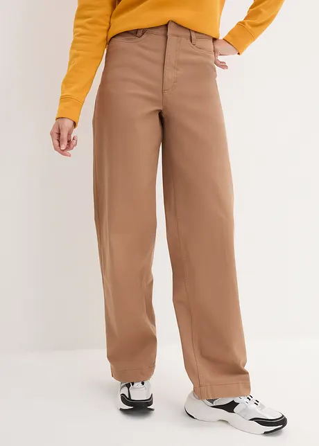 Essential twill broek met high waist, bonprix