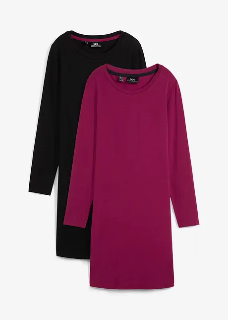 Accentuerende jersey jurk (set van 2), bonprix