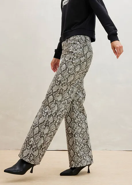 Wide leg broek met slangenprint, bonprix