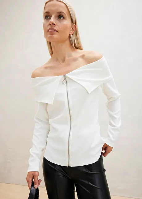 Off shoulder shirt met ritssluiting, bonprix