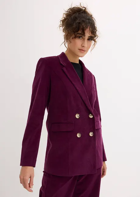 Corduroy blazer met dubbele knopen en biologisch katoen, bonprix