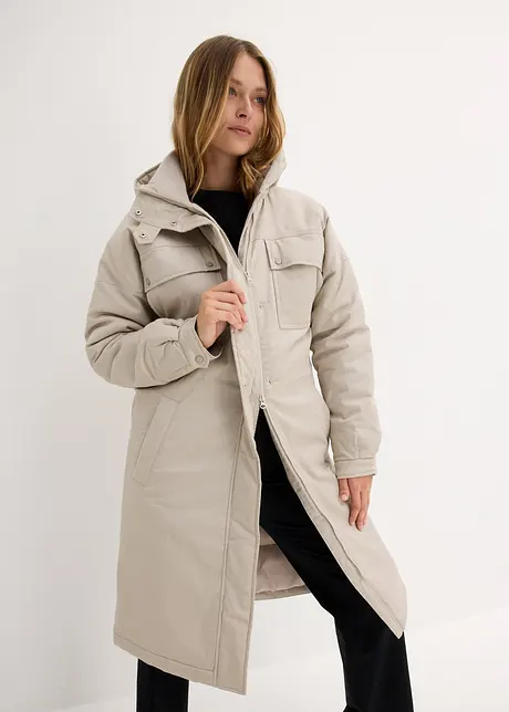 Lange, gewatteerde parka, bonprix