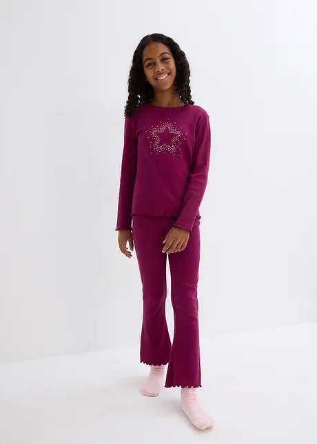 Geribde longsleeve en legging met biologisch katoen (2-dlg. set), bonprix