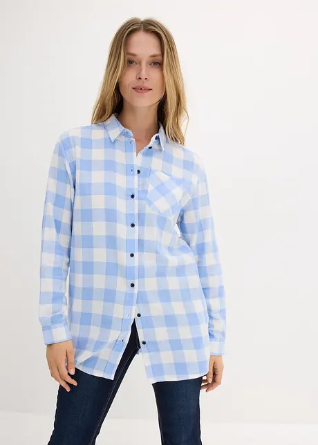 Lange blouse van flanel, bonprix