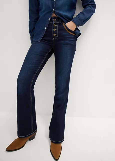 Thermojeans met mid waist, bootcut, bonprix